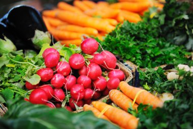 Fresh organic vegetables food on market clipart
