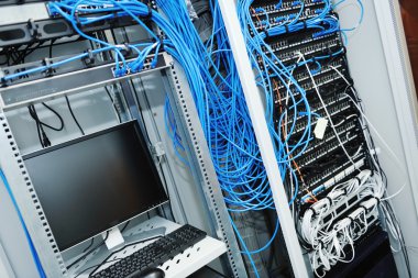 Network server room routers clipart