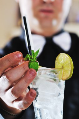 Pro barmen partisi içki kokteyl hazırlamak