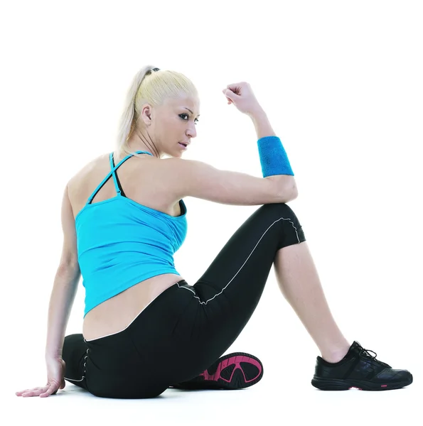 Fitness e exercício com mulher loira — Fotografia de Stock