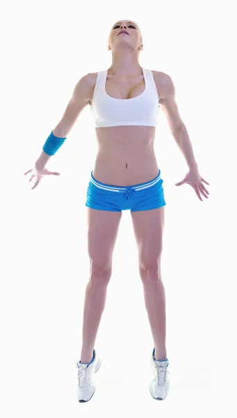 Fitness ed esercizio fisico con donna bionda — Foto Stock