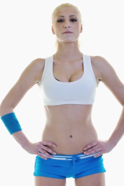 Sarışın kadınla spor ve spor.