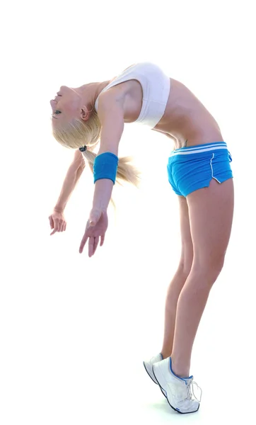 Fitness a cvičení s blondýnou — Stock fotografie