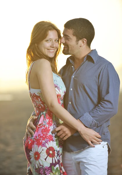 Happy young couple have romantic time on beach Royalty Free Stock Images