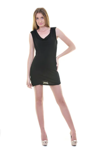 Bionda modello femminile posa isolata su sfondo bianco — Foto Stock