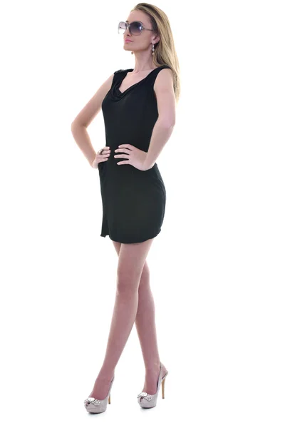 Blonde vrouwelijke model poseren geïsoleerd op witte achtergrond — Stockfoto