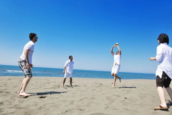 Manliga beachvolleyboll spel spelare — Stockfoto