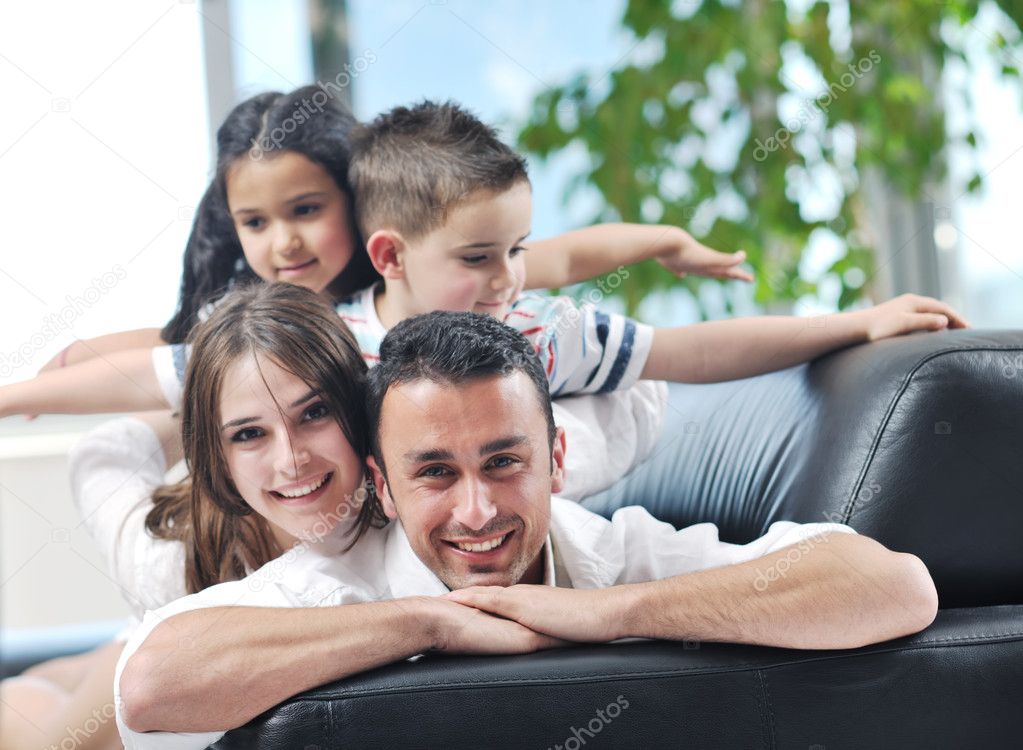 Young family at home