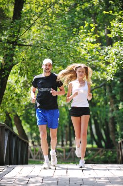 Couple jogging outdoor clipart