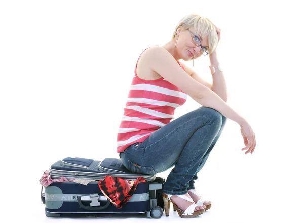 Donna con borsa da viaggio — Foto Stock