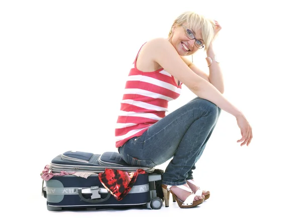 Woman with travel bag — Stock Photo, Image