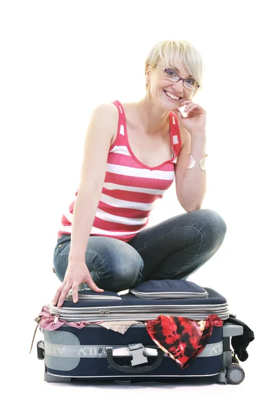 Mujer con bolsa de viaje — Foto de Stock