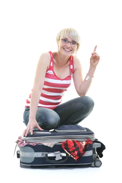 여행 가방을 가진 여자 — 스톡 사진