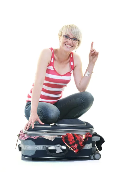 Donna con borsa da viaggio — Foto Stock