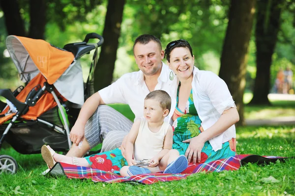 Сім'я в парку розслабляється і розважається — стокове фото