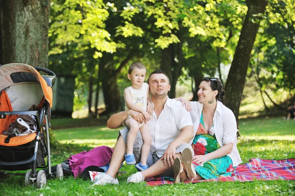 Семья в парке расслабиться и повеселиться — стоковое фото