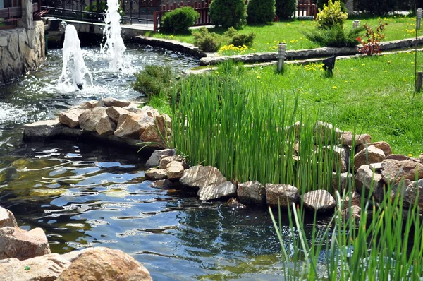 stock image Garden with river