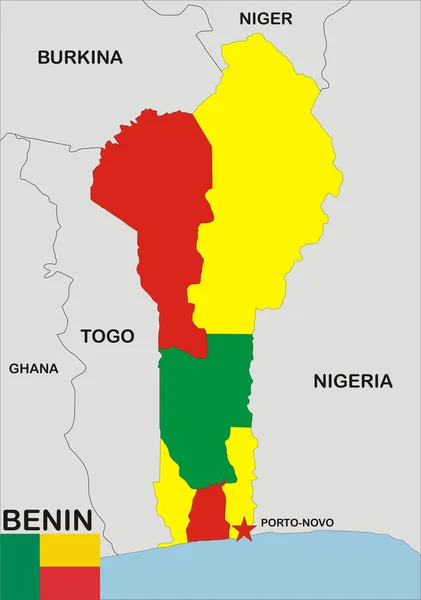 Mapa Benin — Zdjęcie stockowe