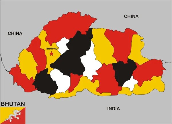 Mapa de Bután — Foto de Stock