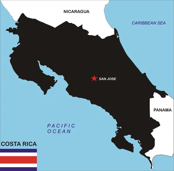 Kaart Costa Rica — Stockfoto