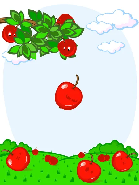 Падаючі яблука весело — стоковий вектор