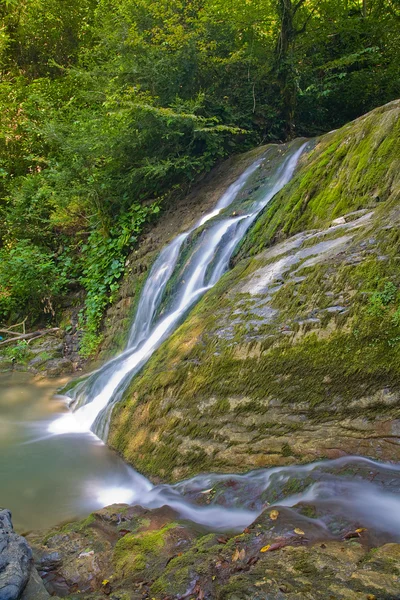 Два водопада в зеленом лесу — стоковое фото