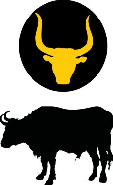 buffalo silhouette and its sign clipart