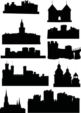 set of castles and towers clipart