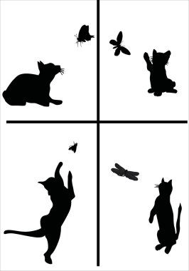 kittens playing with butterflies clipart