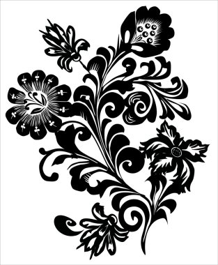 black conventionalized bouquet clipart