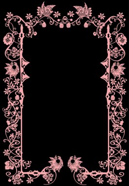 pink frame with birds clipart