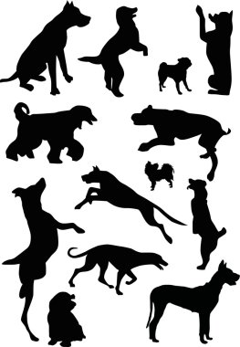 thirteen dog silhouettes clipart