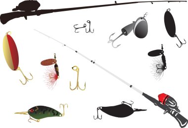 tools for fishing collection clipart