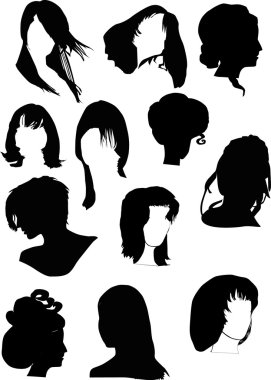 twelve black woman hairstyles clipart