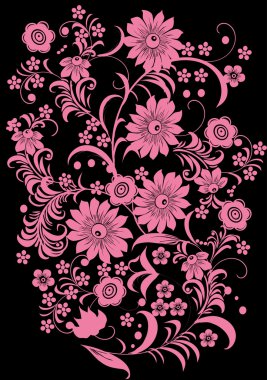 rosy four flowers ornament clipart