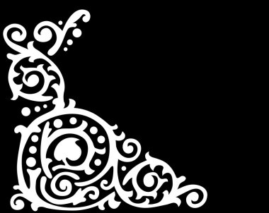 white patterned corner on black clipart