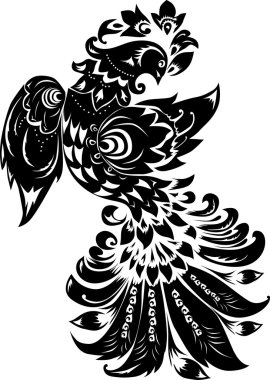 abstract black bird on white clipart