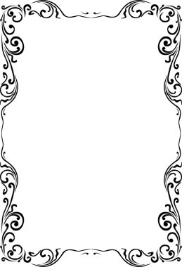 curled frame design on white clipart