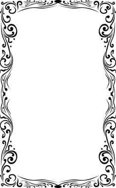 curled frame decoration on white clipart