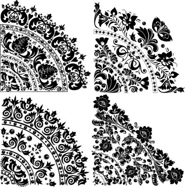 four black corner decorations clipart