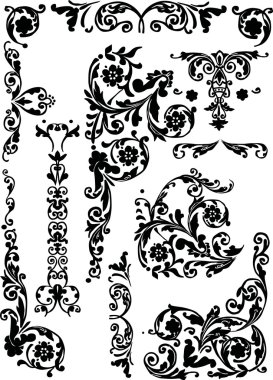 set of curled ornament elements clipart