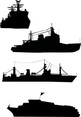 four ship silhouette collection clipart