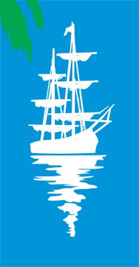 white ship isolated on blue clipart