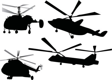 Helikopter siluet koleksiyonu