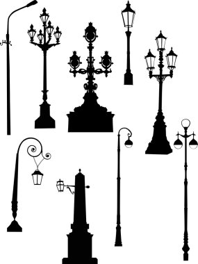 street lamps set clipart