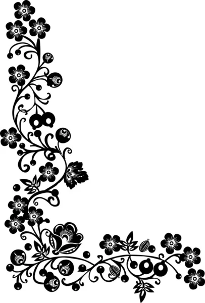 Квітковий і ягідний чорний куточок — стоковий вектор