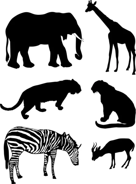 Afrikanska djur silhuetter — Stock vektor