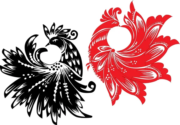 Чёрные и красные абстрактные птицы — стоковый вектор