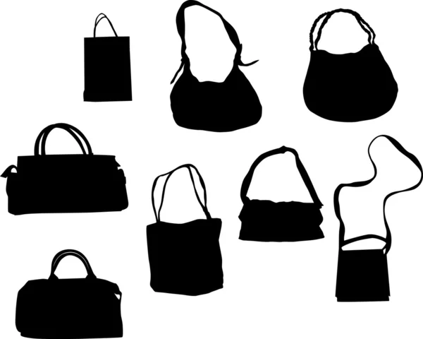 Sekiz el çantası silhouettes — Stok Vektör
