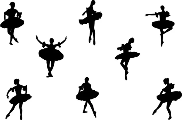 Huit danseurs de ballet — Image vectorielle